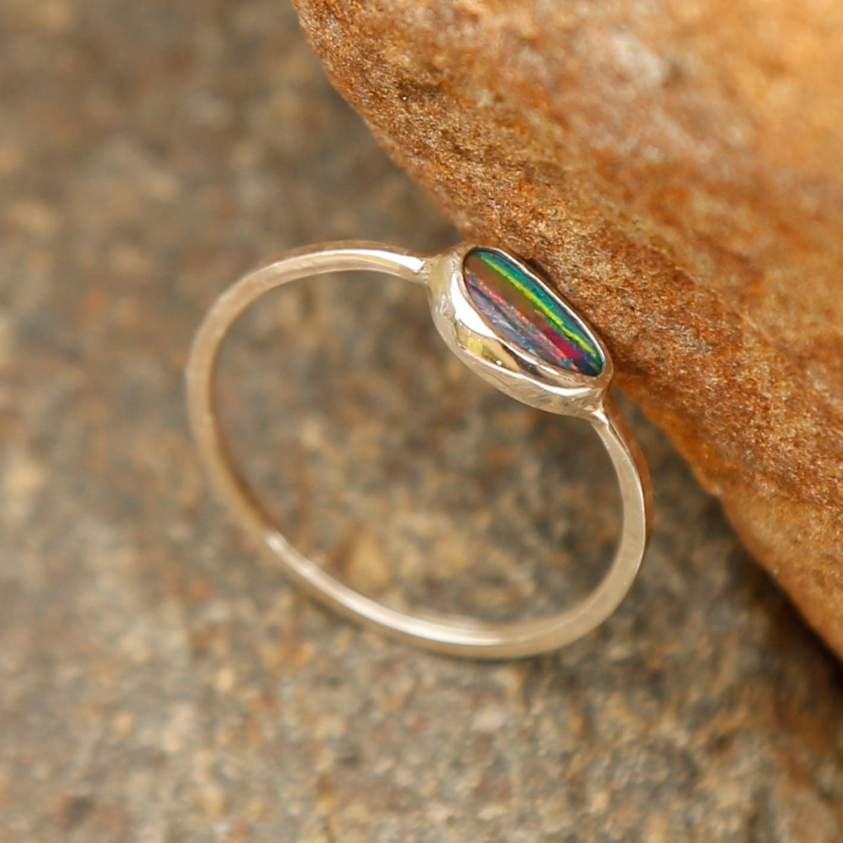 opal ring in sterling silver