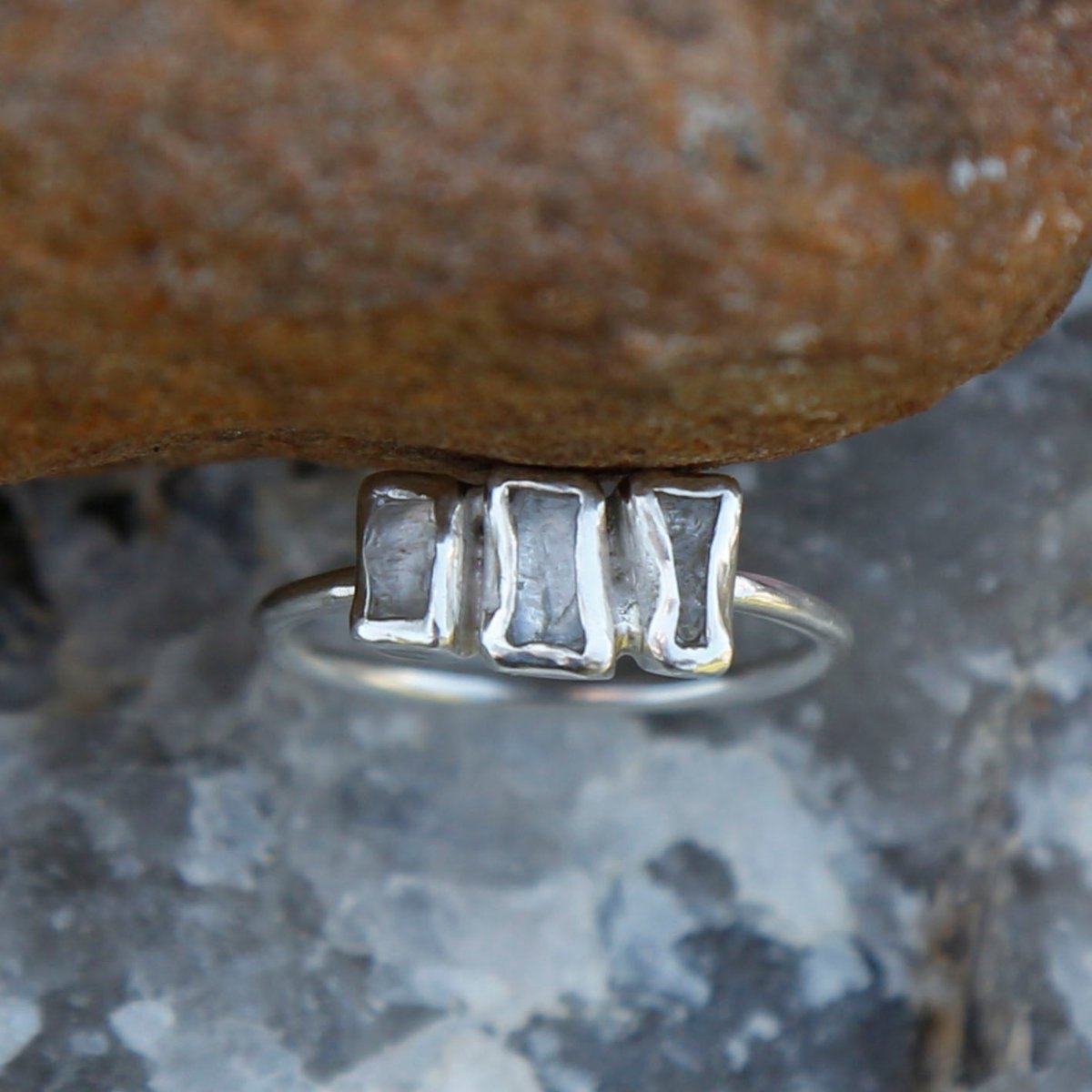 clear topaz triptych ring