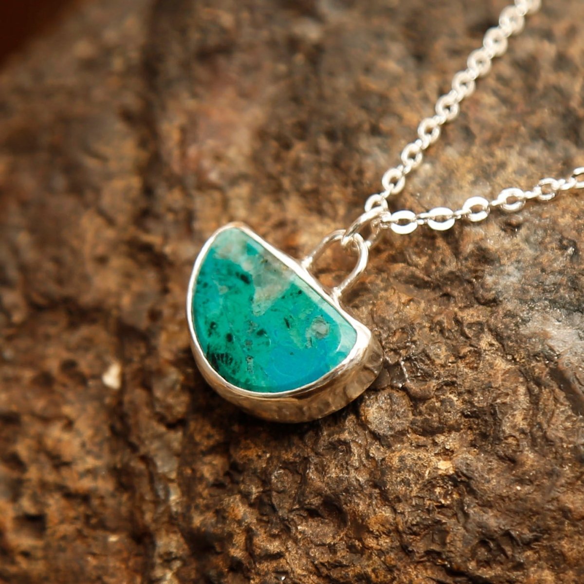 Chrysocolla pendant blue in sterling silver