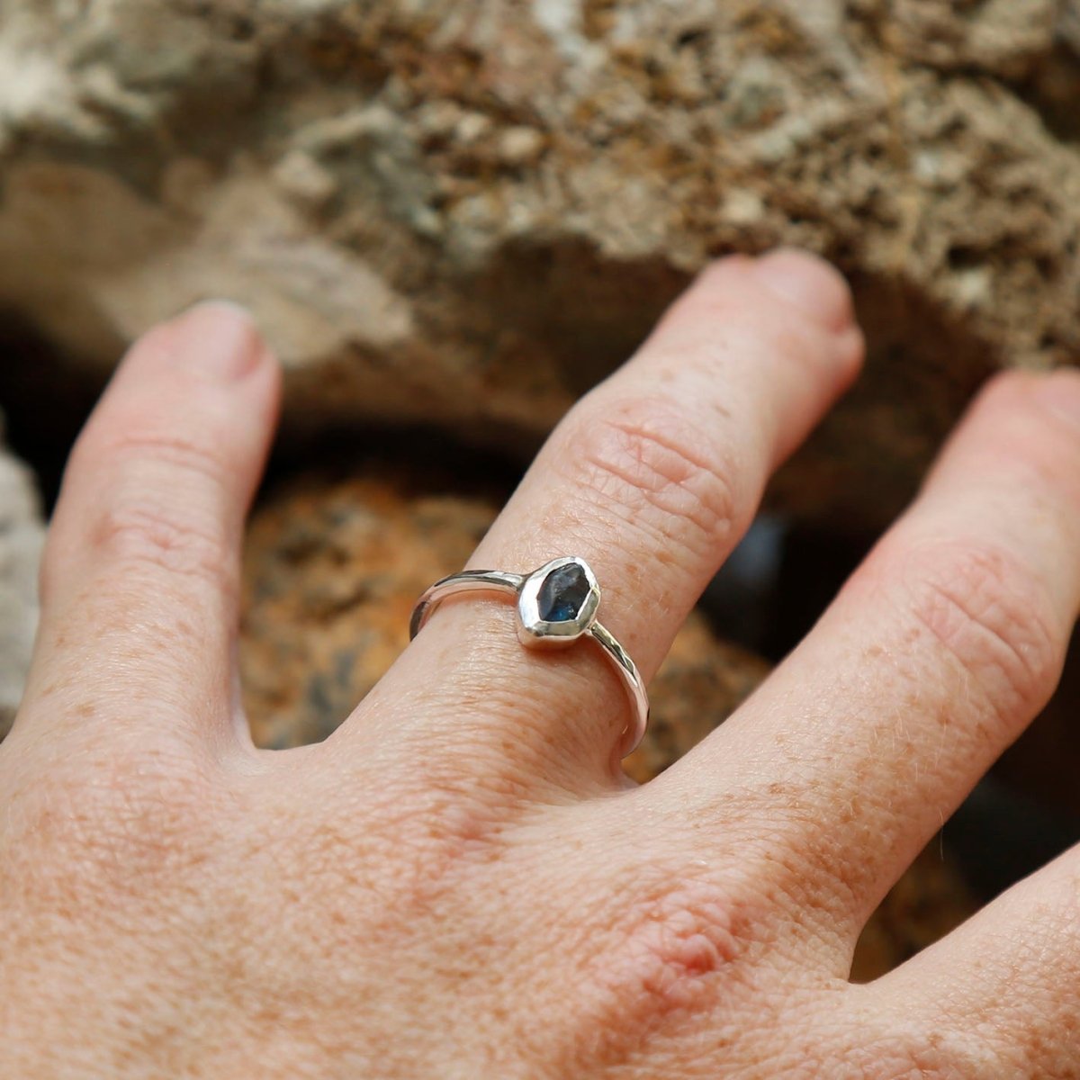 sapphire ring in sterling silver