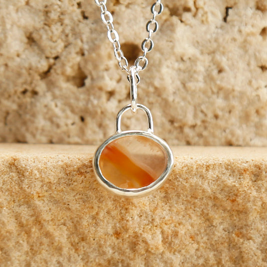 banded orange carnelian necklace handmade jewellery