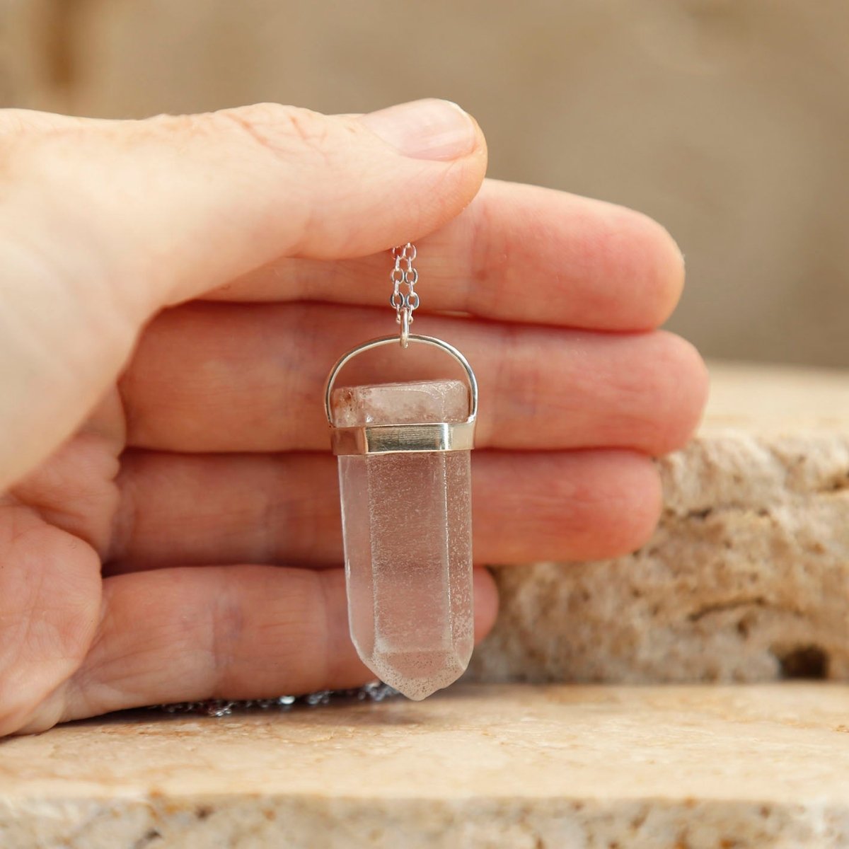 pretty quartz crystal amulet pendant