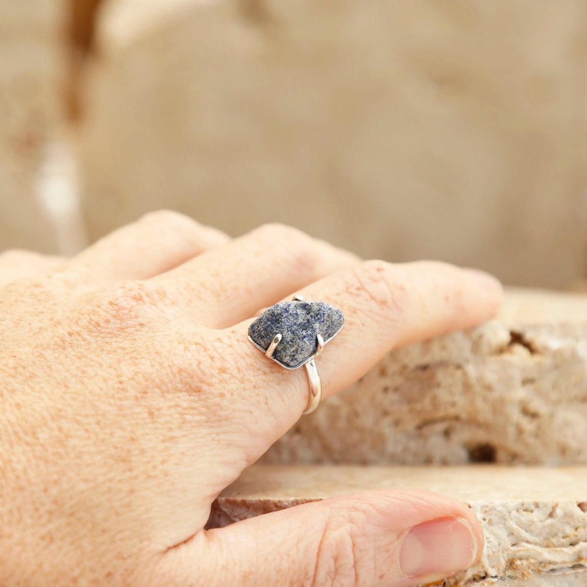 Showing Lapis Lazuli Ring at The Fossick - Handmade Gemstone Jewellery Ring