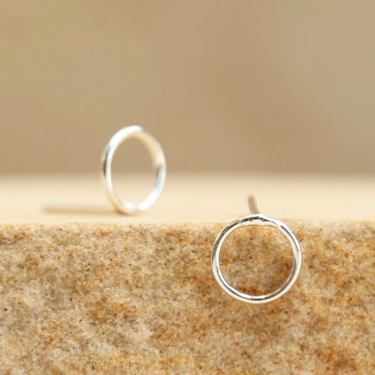 circle studs in sterling silver