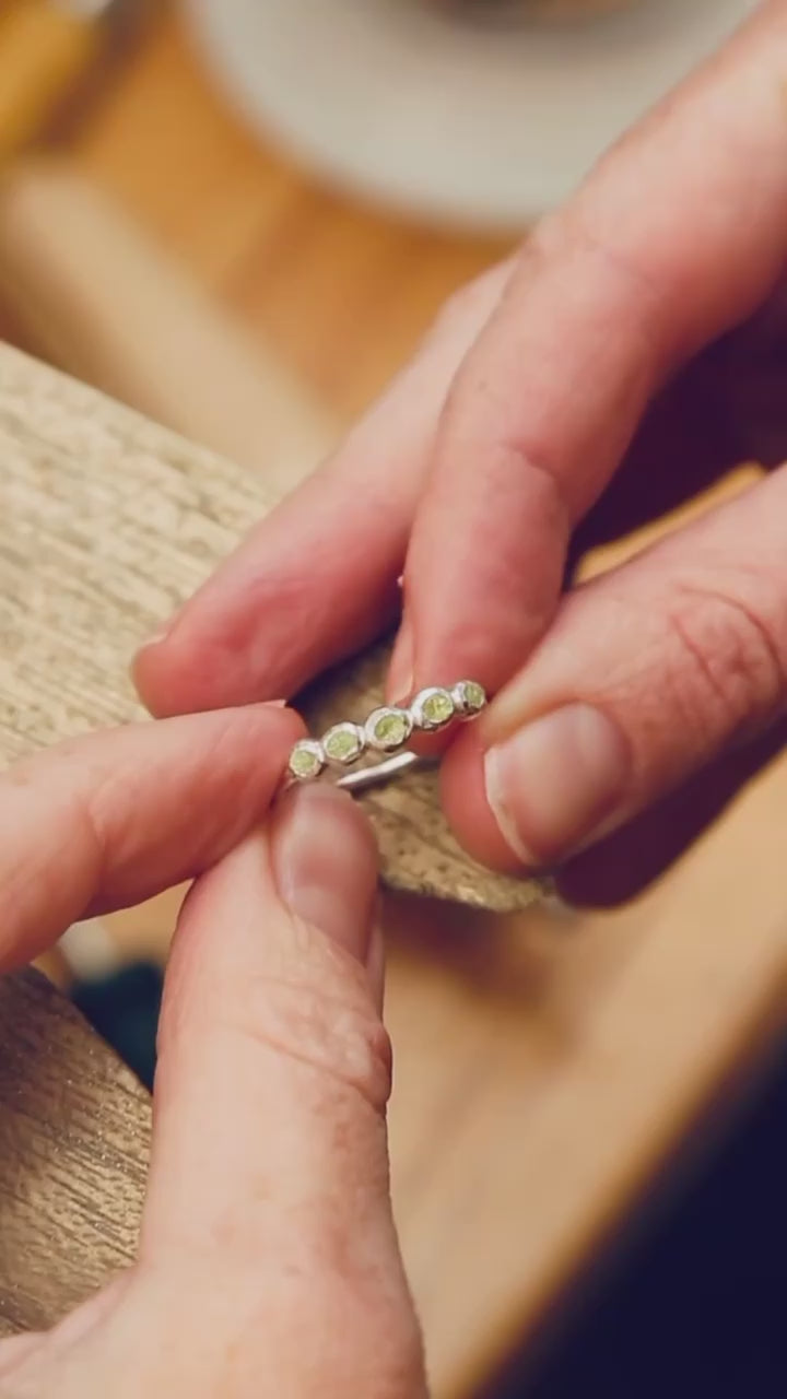 the making of Peridot Ring in Sterling Silver
