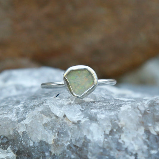 australian handmade opal ring in sterling silver