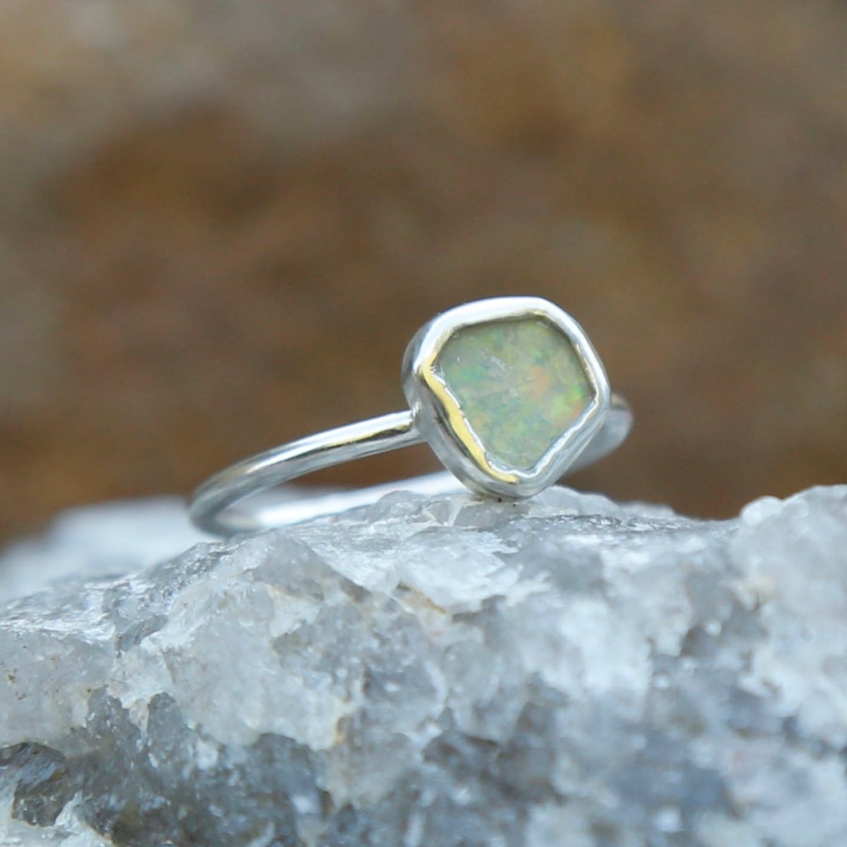 handmade opal ring in sterling silver