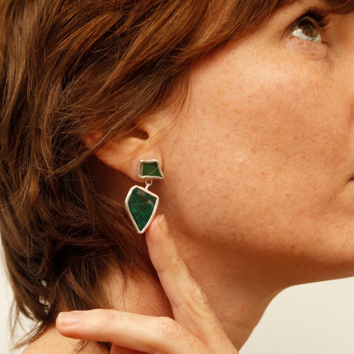 mint fuchsite and chrysocolla earrings